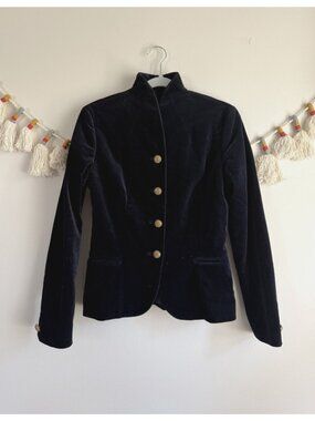 Ralph Lauren Black Label Velvet Blue Gold Button Military Victorian Blazer 8